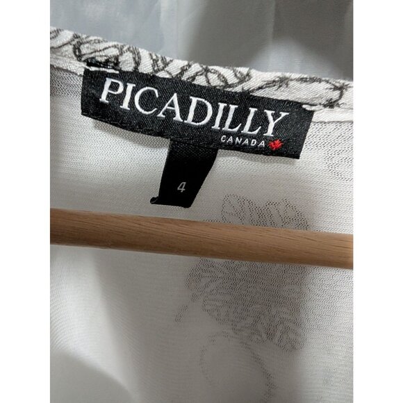 Picadilly Womens 4 Floral Tank Top Black White Abstract Print Blouse Art Pattern - Picture 3 of 6